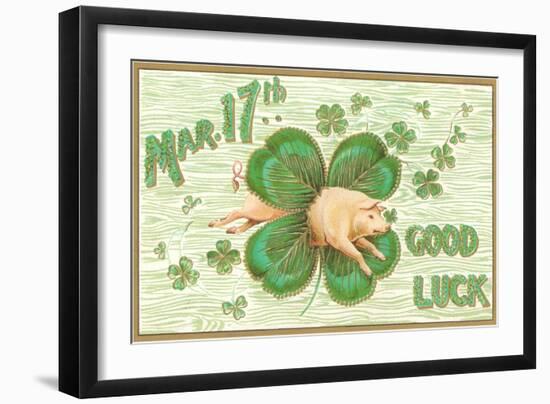 St. Patrick's Day, Pig and Shamrock-null-Framed Art Print