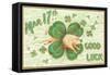 St. Patrick's Day, Pig and Shamrock-null-Framed Stretched Canvas