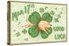 St. Patrick's Day, Pig and Shamrock-null-Stretched Canvas