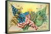 St. Patrick's Day, U.S. and Irish Flags-null-Framed Stretched Canvas