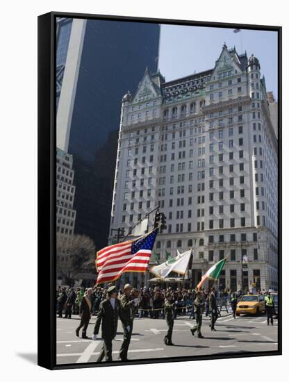 St. Patricks Day Celebrations in Front of the Plaza Hotel, 5th Avenue, Manhattan-Christian Kober-Framed Stretched Canvas