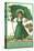 St. Patricks Day Poem, Girl with Flag-null-Stretched Canvas