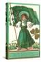 St. Patricks Day Poem, Girl with Flag-null-Stretched Canvas