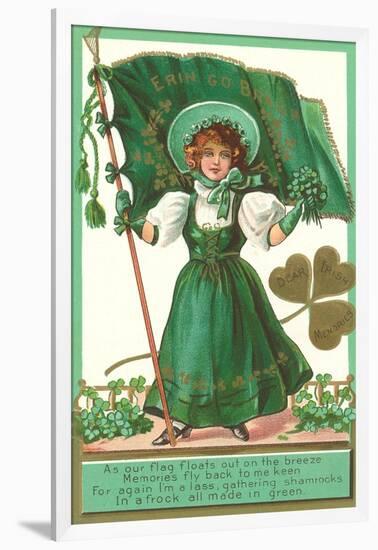 St. Patricks Day Poem, Girl with Flag-null-Framed Art Print