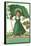 St. Patricks Day Poem, Girl with Flag-null-Framed Stretched Canvas