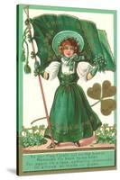 St. Patricks Day Poem, Girl with Flag-null-Stretched Canvas