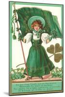 St. Patricks Day Poem, Girl with Flag-null-Mounted Art Print