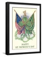 St. Patricks Day, US and Irish Flags-null-Framed Art Print