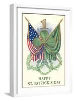 St. Patricks Day, US and Irish Flags-null-Framed Art Print