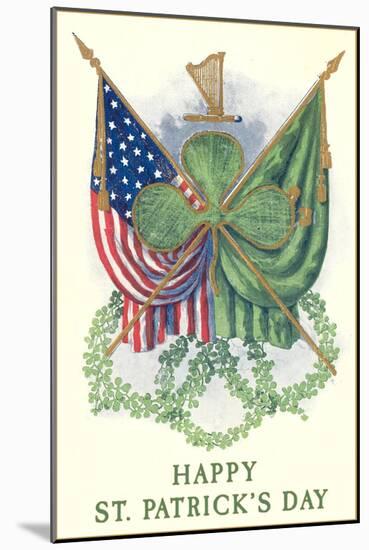 St. Patricks Day, US and Irish Flags-null-Mounted Art Print