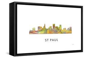 St Paul Minnesota Skyline-Marlene Watson-Framed Stretched Canvas