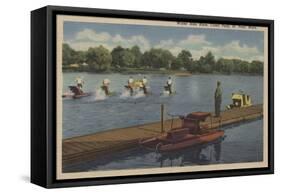 St. Paul, MN - Water Bike Race in Como Park-Lantern Press-Framed Stretched Canvas