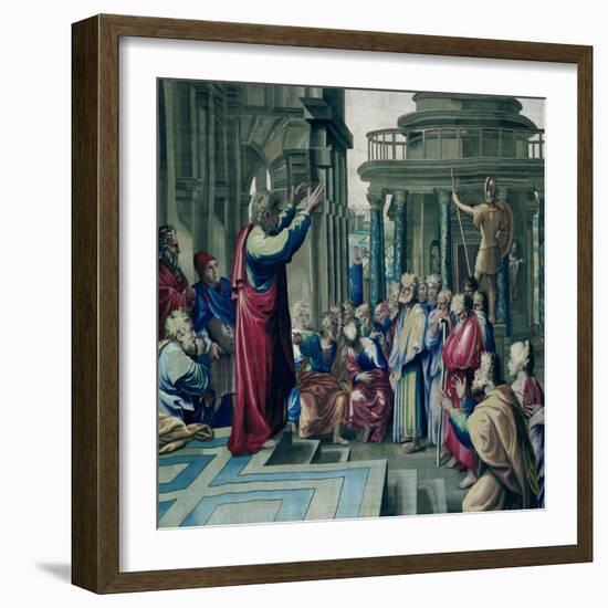 St. Paul Preaching at the Areopagus, from a Series Depicting the Acts of the Apostles-Raphael-Framed Giclee Print