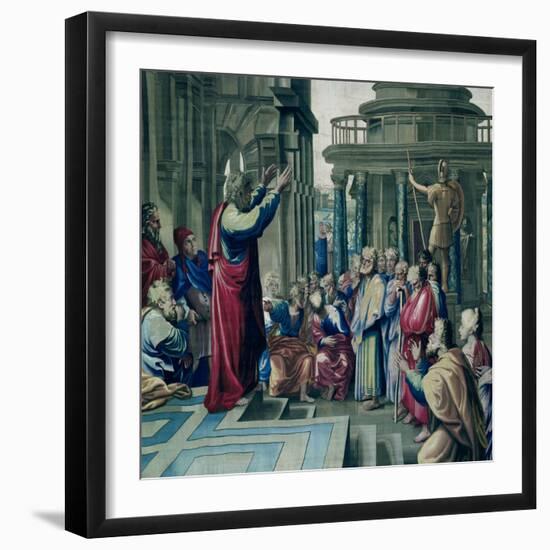 St. Paul Preaching at the Areopagus, from a Series Depicting the Acts of the Apostles-Raphael-Framed Giclee Print