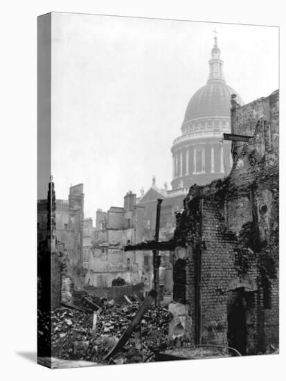 St. Paul's Cathedral and Bombed Buildings-G. Wren Howard-Stretched Canvas