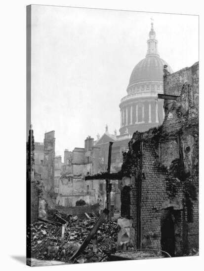 St. Paul's Cathedral and Bombed Buildings-G. Wren Howard-Stretched Canvas