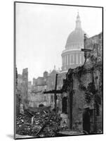 St. Paul's Cathedral and Bombed Buildings-G. Wren Howard-Mounted Photographic Print