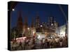 St. Paul's Cathedral and Federation Square at Night, Melbourne, Victoria, Australia, Pacific-Nick Servian-Stretched Canvas