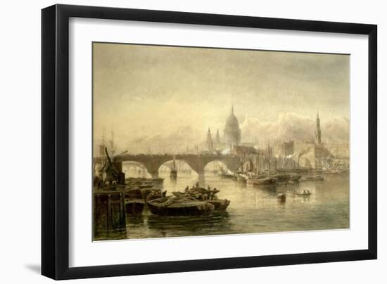 St. Paul's Cathedral and London Bridge from the Surrey Side, 1864-Edward Angelo Goodall-Framed Giclee Print