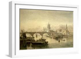 St. Paul's Cathedral and London Bridge from the Surrey Side, 1864-Edward Angelo Goodall-Framed Giclee Print