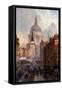 St. Paul's Cathedral and Ludgate Hill, London, England-John O'connor-Framed Stretched Canvas