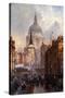 St. Paul's Cathedral and Ludgate Hill, London, England-John O'connor-Stretched Canvas