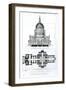 St. Paul's Cathedral and Plan of the Vaults, Engraved by c. J. Mathews and G. Gladwin, Pub.1823-Augustus Charles Pugin-Framed Giclee Print