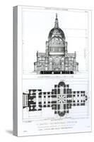 St. Paul's Cathedral and Plan of the Vaults, Engraved by c. J. Mathews and G. Gladwin, Pub.1823-Augustus Charles Pugin-Stretched Canvas