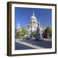 St. Paul's Cathedral, and Red Double Decker Bus, London, England, United Kingdom, Europe-Markus Lange-Framed Photographic Print