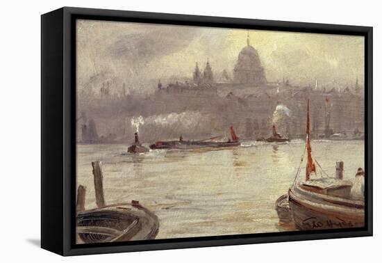 St. Paul's Cathedral and River Thames, London, England-George Hyde-Pownall-Framed Stretched Canvas