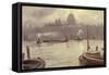 St. Paul's Cathedral and River Thames, London, England-George Hyde-Pownall-Framed Stretched Canvas