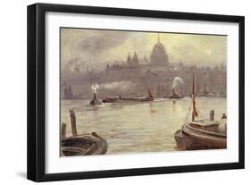 St. Paul's Cathedral and River Thames, London, England-George Hyde-Pownall-Framed Giclee Print