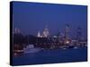 St. Paul's Cathedral and the City of London Skyline at Night, London, England, United Kingdom-Amanda Hall-Stretched Canvas