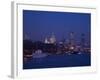 St. Paul's Cathedral and the City of London Skyline at Night, London, England, United Kingdom-Amanda Hall-Framed Photographic Print