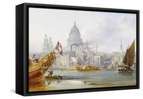 St. Paul's Cathedral and the City of London-George Chambers-Framed Stretched Canvas