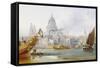 St. Paul's Cathedral and the City of London-George Chambers-Framed Stretched Canvas