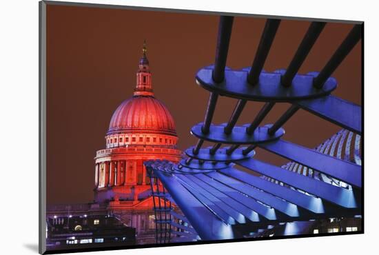 St Paul's Cathedral and the Millennium Bridge.-Jon Hicks-Mounted Photographic Print