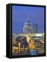 St Paul's Cathedral at night, London-Pawel Libera-Framed Stretched Canvas