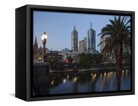 St. Paul's Cathedral, City Centre and Yarra River at Dusk, Melbourne, Victoria, Australia, Pacific-Nick Servian-Framed Stretched Canvas