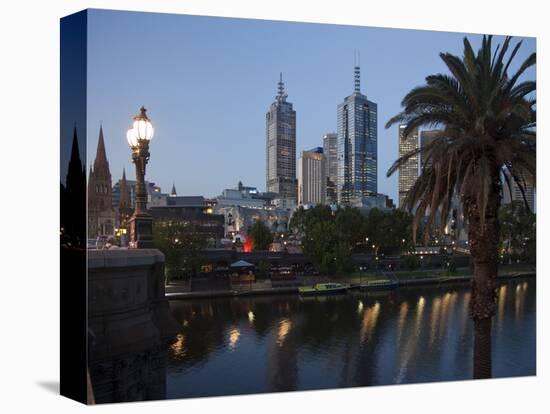 St. Paul's Cathedral, City Centre and Yarra River at Dusk, Melbourne, Victoria, Australia, Pacific-Nick Servian-Stretched Canvas