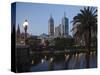 St. Paul's Cathedral, City Centre and Yarra River at Dusk, Melbourne, Victoria, Australia, Pacific-Nick Servian-Stretched Canvas