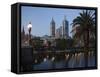 St. Paul's Cathedral, City Centre and Yarra River at Dusk, Melbourne, Victoria, Australia, Pacific-Nick Servian-Framed Stretched Canvas