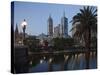 St. Paul's Cathedral, City Centre and Yarra River at Dusk, Melbourne, Victoria, Australia, Pacific-Nick Servian-Stretched Canvas