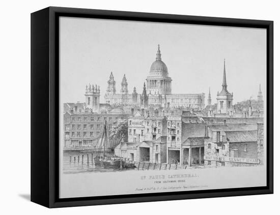 St Paul's Cathedral from Southwark Bridge, City of London, 1835-null-Framed Stretched Canvas