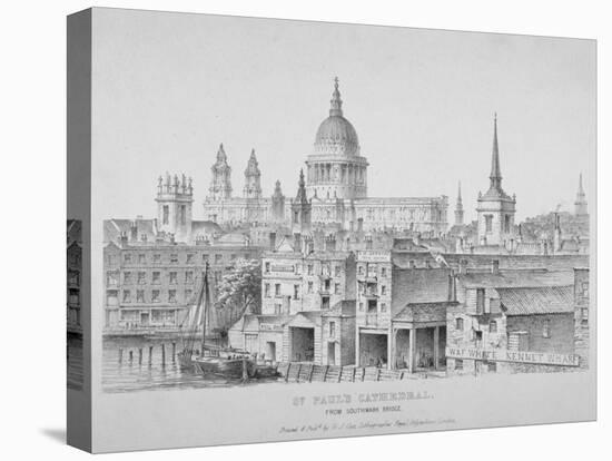 St Paul's Cathedral from Southwark Bridge, City of London, 1835-null-Stretched Canvas