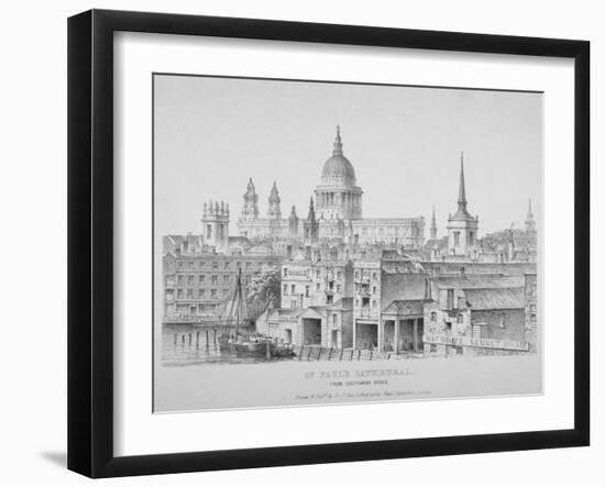 St Paul's Cathedral from Southwark Bridge, City of London, 1835-null-Framed Giclee Print