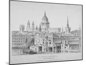 St Paul's Cathedral from Southwark Bridge, City of London, 1835-null-Mounted Giclee Print