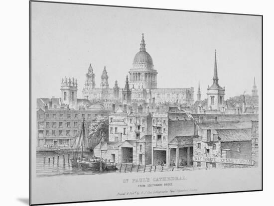 St Paul's Cathedral from Southwark Bridge, City of London, 1835-null-Mounted Giclee Print