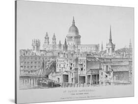 St Paul's Cathedral from Southwark Bridge, City of London, 1835-null-Stretched Canvas