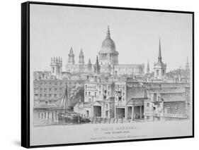 St Paul's Cathedral from Southwark Bridge, City of London, 1835-null-Framed Stretched Canvas